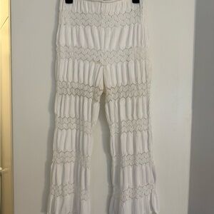 Show Me Your Mumu White Crochet Tassel Pants